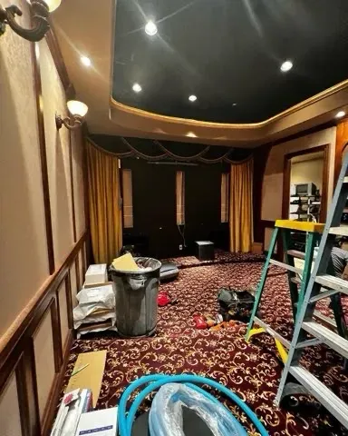 Recessed lighting installed in a home theater remodel - Orozco Electric Scottsdale